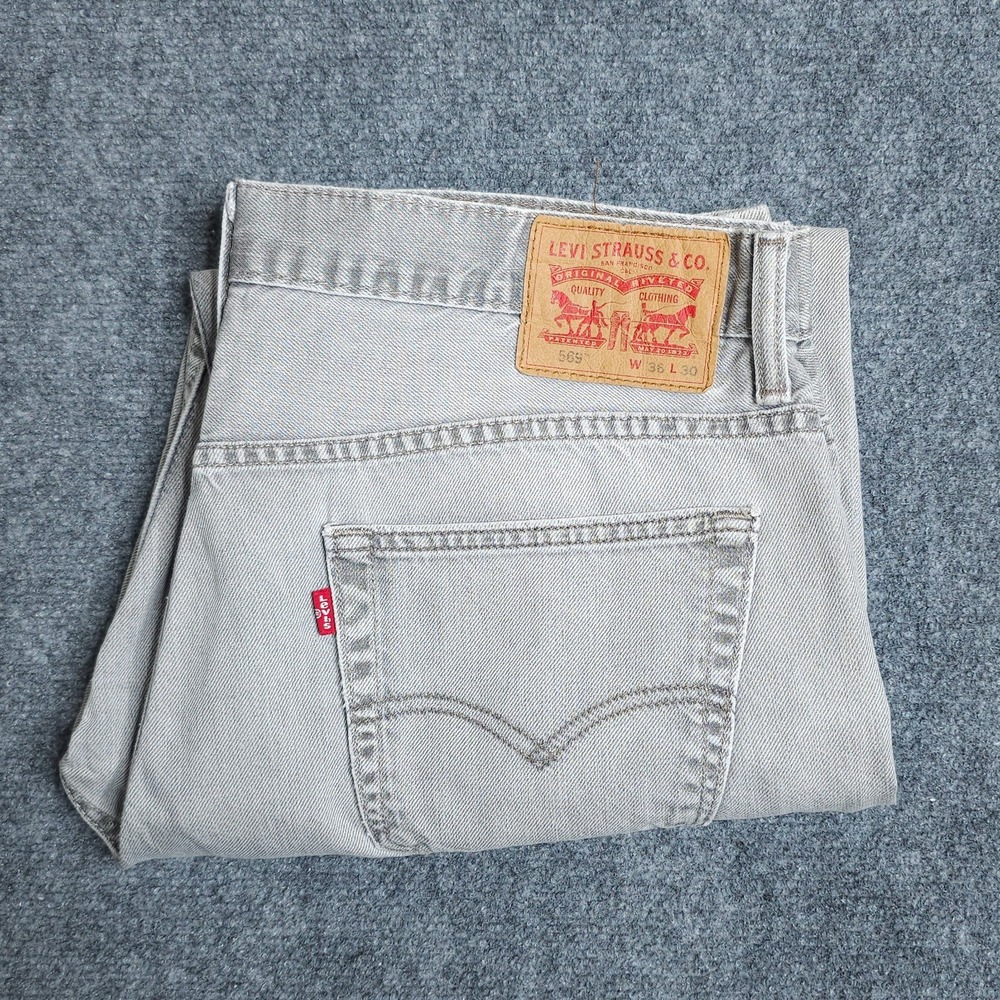 Levis 569 Loose Straight Jeans Mens 36x30 Grey Faded Denim Baggy Skater Pants